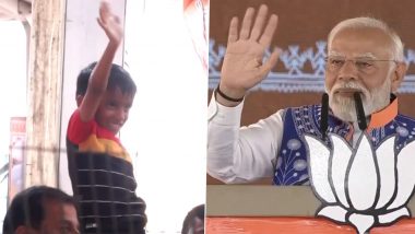 ‘Got Your Love’: PM Narendra Modi Tells Child Waving at Him in Madhya Pradesh’s Jhabua Rally (Watch Video)