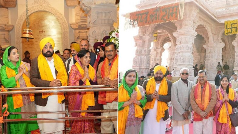 Delhi CM Arvind Kejriwal, Punjab CM Bhagwant Mann Offer Prayers at Ram Temple in Uttar Pradesh’s Ayodhya (See Pics)