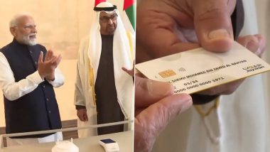 PM Narendra Modi, UAE President Sheikh Mohammed bin Zayed Al Nahyan Launch RuPay Card at Abu Dabhi (Watch Video)