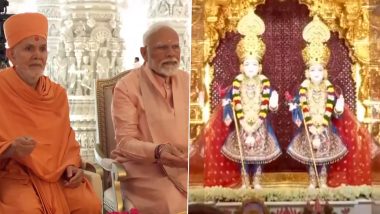 PM Modi Inaugurates BAPS Temple: Prime Minister Narendra Modi Opens First Hindu Stone Temple in Abu Dhabi (Watch Video)