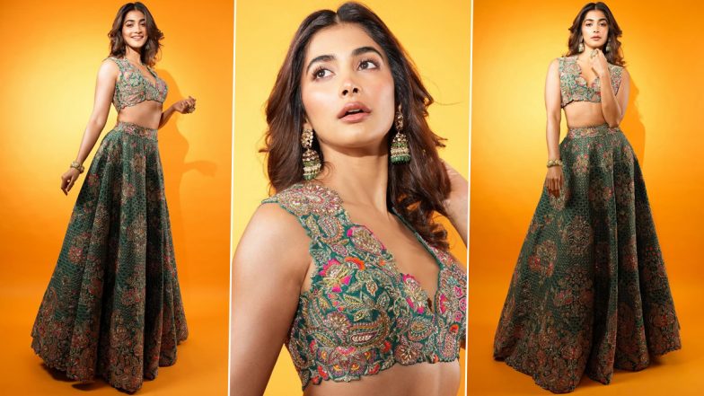 Pooja Hegde's Embroidered Lehenga Is Perfect Pick for Wedding Season; Check Out Stylish Pics of the Actress!