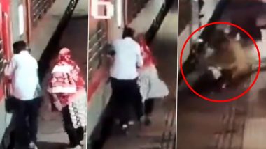 Gujarat: RPF Personnel Rescues Elderly Couple Who Fell While Boarding Moving Train in Surat, Video Goes Viral