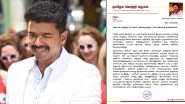 Thalapathy Vijay Announces His Entry into Politics, Names His Party Tamilaga Vetri Kazhagam &ndash; Check Full Statement