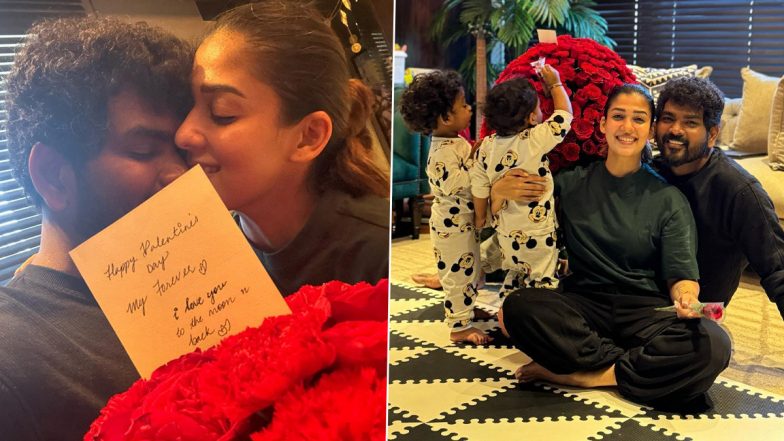 Vignesh Shivan Surprises Wifey Nayanthara With Red Roses on Valentine's Day, Shares Photos With Their Twin Sons on Insta!