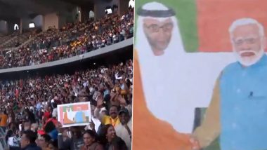 PM Modi in UAE Visit: Zayed Sports Stadium Brims with Attendees for PM Narendra Modi's 'Ahlan Modi' Event (Watch Video)