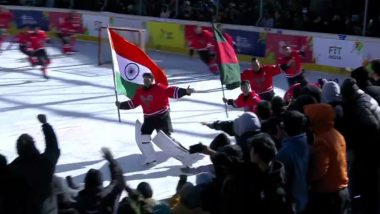 Indian Army Team Performs Victory Lap After Defeating ITBP 2-0 by Penalty Shootout in Ice Hockey Final at Khelo India Winter Games 2024 (Watch Video)