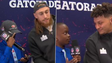Super Bowl 2024: 11-Year-Old Reporter Jeremiah Fennell Steals Kansas City Chiefs vs San Francisco 49ers Pre-Game Press Conference (Watch Videos)