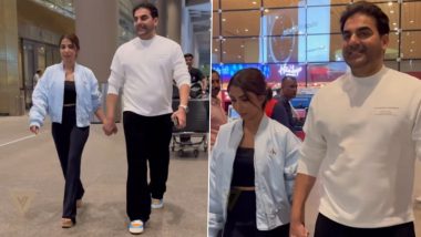 Lovebirds Arbaaz Khan and Wifey Sshura Khan Spotted Walking Hand-in-Hand at Mumbai Airport (Watch Video)