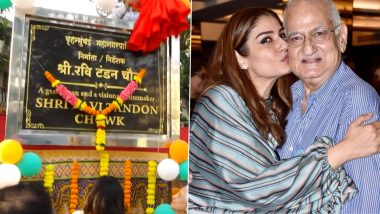 Raveena Tandon Leads Ceremony Unveils ‘Chowk’ Named After Her Father, Ravi Tandon, in Juhu (Watch Video)