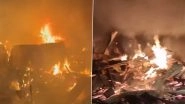 Mumbai Fire Video: Massive Blaze Engulfs Chawl in Govandi; Destroys 15 Commercial Units, Houses