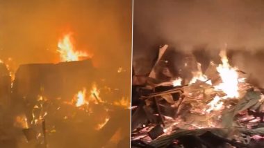 Mumbai Fire Video: Massive Blaze Engulfs Chawl in Govandi; Destroys 15 Commercial Units, Houses