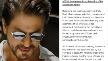 Shah Rukh Khan Denies Any Involvement in Release of Ex-Indian Navy Officers; Superstar’s Manager Issues Clarification (View Statement)