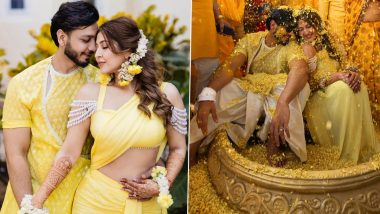 Sonarika Bhadoria and Vikas Parashar Twin in Yellow Outfits for Their Haldi Ceremony; See Pics and Video From Their Pre-Wedding Festivities!