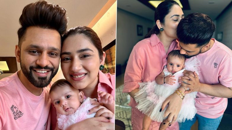 Rahul Vaidya and Disha Parmar's Munchkin Navya Looks Cute as Button in Pink-White Frock (See Pics)