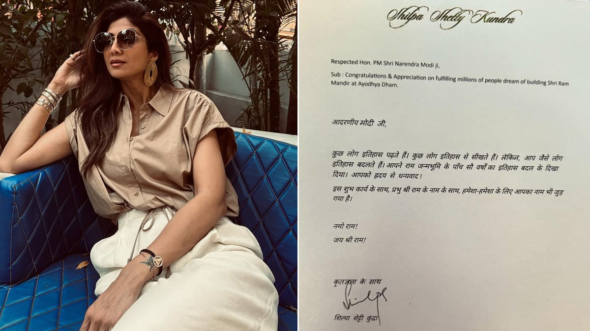 Shilpa Shetty Pens Letter to Prime Minister Narendra Modi; Actress  Congratulates the PM for Inaugurating Ram Mandir in Ayodhya (View Pic) |  LatestLY