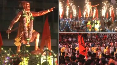 Chhatrapati Shivaji Maharaj Jayanti 2024: People Perform Dhol, Offer Aarti in Nagpur Amid Celebrations on 394th Birth Anniversary of Renowned Maratha King (Watch Video)