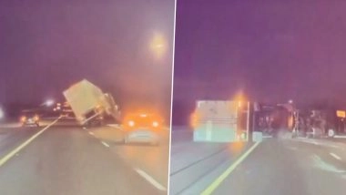 California: Semi-Truck Topples Over in West Sacramento Due to Strong Winds; Video Goes Viral