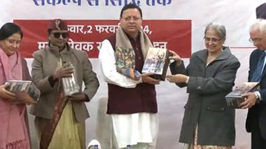 UCC in Uttarakhand: Draft Committee Chairperson Ranjana Prakash Desai Presents Final Report to CM Pushkar Singh Dhami in Dehradun (Watch Video)