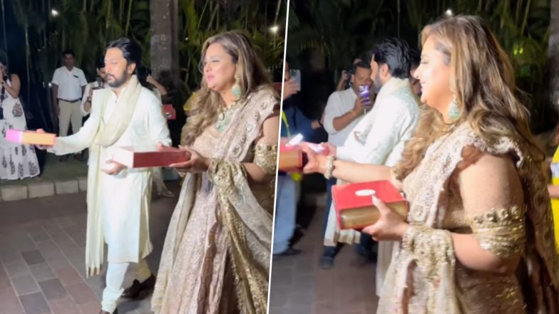 Rakul Preet Singh-Jackky Bhagnani Wedding: Groom’s Sister Deepshikha Distributes Sweets Among Paps Waiting for Couple Outside the Venue (Watch Video)