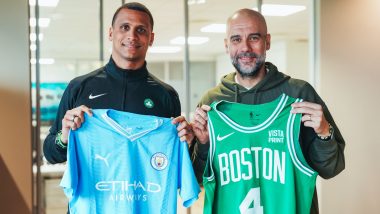 Boston Celtics Coach Joe Mazzulla Meets Pep Guardiola and Manchester City Footballers During NBA All-Star 2024 Break