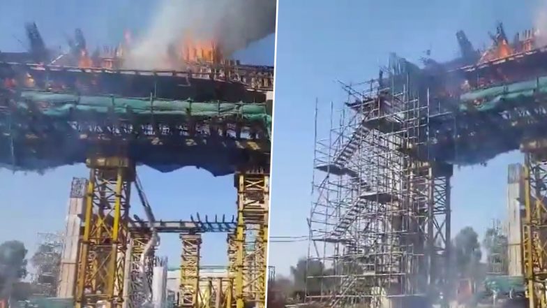 UP Fire: Massive Blaze Erupts at Under-Construction RRTS Station in Meerut, Fire Tenders Present at Spot (Watch Video)