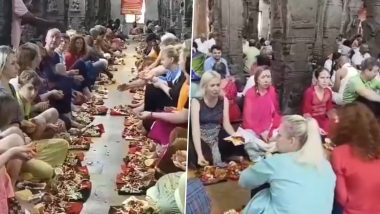 Andhra Pradesh: 30 Russian Devotees Engage in Rahu Ketu Puja in Tirupati’s Srikalahasti Temple (Watch Video)