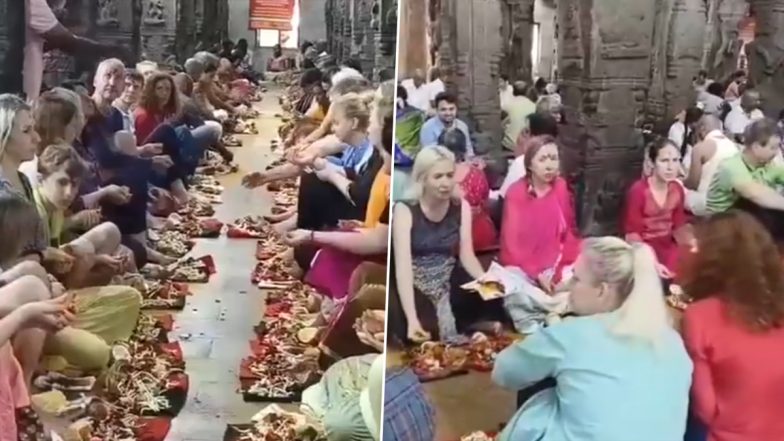 Andhra Pradesh: 30 Russian Devotees Engage in Rahu Ketu Puja in Tirupati’s Srikalahasti Temple (Watch Video)