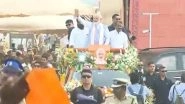 PM Modi Tamil Nadu Visit: Prime Minister Narendra Modi Arrives at Closing Ceremony of 'En Mann Ek Makkal' Padayatra in Tiruppur (Watch Video)
