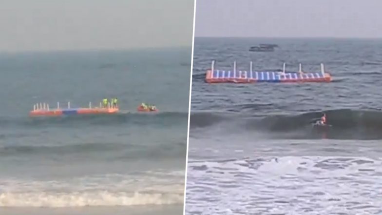 Andhra Pradesh: Floating Bridge Inaugurated in Visakhapatnam's RK Beach Washes Away Within 24 Hours; Video Goes Viral