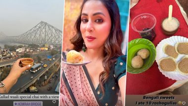 Hina Khan Enjoys Bengali Sweets and Kullad Waali Chai With a ‘Perfect’ View in Kolkata (View Pics)