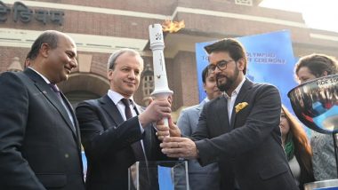 Union Sports Minister Anurag Singh Thakur Hands Over Chess Olympiad Torch to Budapest