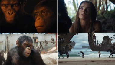 Kingdom of the Planet of the Apes Trailer: Owen Teague's Noa Turns Ape Saviour for Freya Allan's Mae in This Epic Fight for Survival (Watch Video)