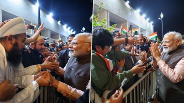 PM Modi in Qatar: Prime Minister Narendra Modi Receives Warm Welcome From Indian Diaspora in Doha (See Pics)