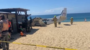 Mexico Plane Crash: One Killed As Skidiving Plane Crashes on Beach in Puerto Escondido (See Pic)