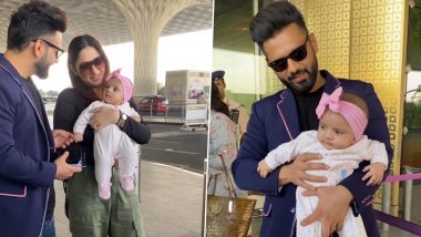 Disha Parmar-Rahul Vaidya Finally REVEAL Face of Their Daughter at Mumbai Airport: ‘Navya, Say Hello to Everybody’ (Watch Video)