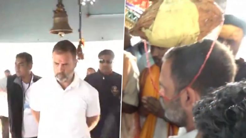 Rahul Gandhi Offers Prayers at Vedvyas Temple in Odisha's Rourkela During Bharat Jodo Nyay Yatra (Watch Video)