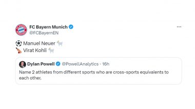 Bayern Munich Name Virat Kohli As Cross-Sports Equivalent of Manuel Neuer On Social Media Platform 'X', Formerly Twitter (See Post)