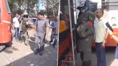 Bomb Alert in Nagpur: Suspicious Object Found in Bus at Ganeshpeth Depot; Bomb Squad Shifts It Away (Watch Video)