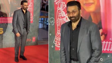 Laapataa Ladies: Sunny Deol Looks Dapper in Black Shirt Paired With Grey Suit at Special Screening of Kiran Rao-Aamir Khan’s Film in Mumbai (Watch Video)