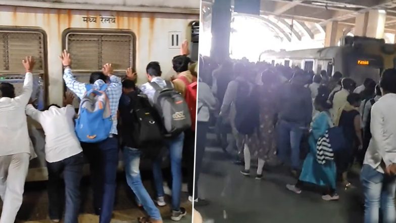 Navi Mumbai: Passengers Push Local Train To Save Trapped Man at Vashi Station, Video Goes Viral