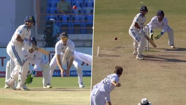 Kuldeep Yadav Hits First Six in International Cricket, Dispatches Tom Hartley's Delivery For a Maximum During IND vs ENG 3rd Test 2024 (Watch Video)