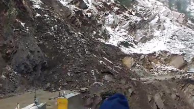 Landslide Hits Jammu-Srinagar National Highway in Ramban District, Halts Traffic for Nearly Four Hours (Watch Video)