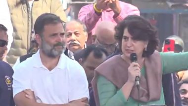 Bharat Jodo Nyay Yatra in UP: Congress Leader Priyanka Gandhi Vadra Joins Rahul Gandhi's Yatra in Moradabad (Watch Video)