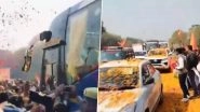 Uttar Pradesh: People Shower Flower Petals on Ministers, MLAs Visiting Ram Temple in Ayodhya (Watch Videos)