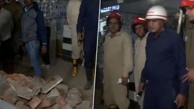 Delhi Wall Collapse: 32-Year-Old Man Killed, One Injured After Wall of House Collapses at Kotla Mubarakpur (Watch Video)