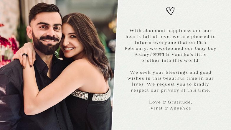 Fans Congratulate Virat Kohli and Anushka Sharma After They Announce Birth of Baby Boy Akaay