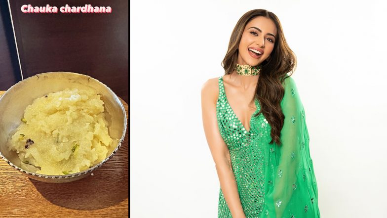 New Bride Rakul Preet Singh Cooks Her First Halwa for ‘Chauka Chardhana’ Ritual Post Wedding With Jackky Bhagnani (View Pic)