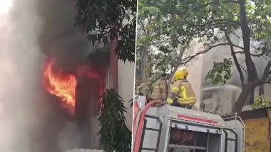 Navi Mumbai Fire: Massive Blaze Erupts at Factory in MIDC Area, Fire Tenders Present at Spot (Watch Video)