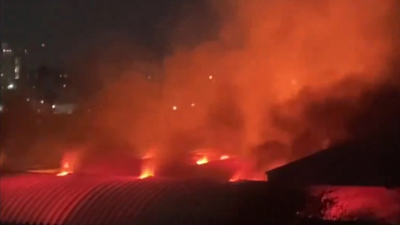 Nagpur Factory Fire: Blaze Erupts at Plastic Furniture-Making Unit in Besa’s Ghoghali, Video Shows Raging Flames