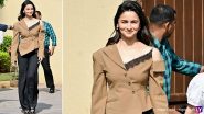 Alia Bhatt Looks Effortlessly Glamorous in a Cut-Out Blazer Teamed With Pair of Bell-Bottom Black Trousers (See Pics)